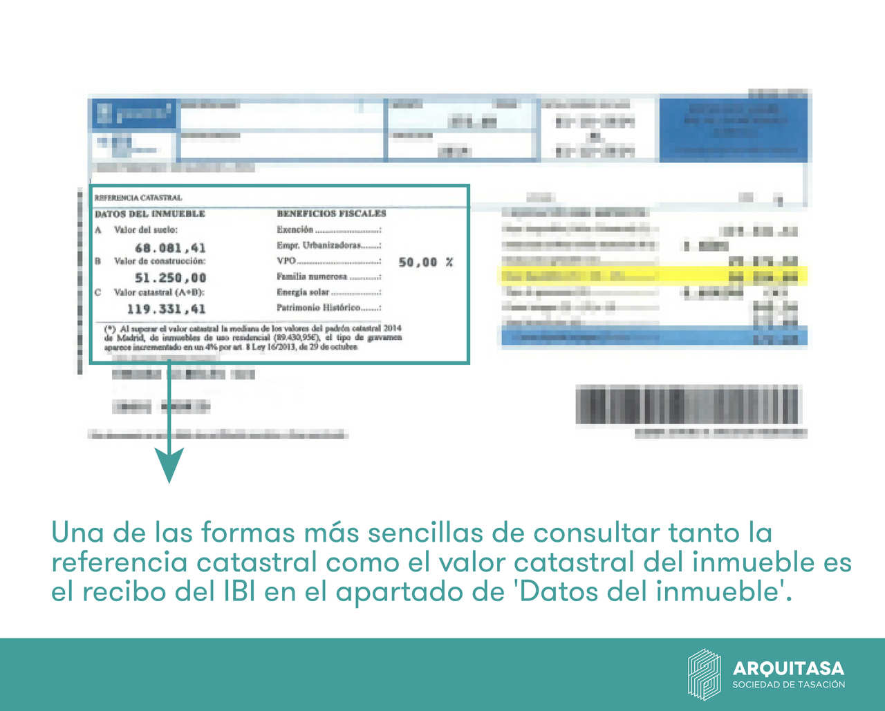 La referencia catastral puede ser consultada en el recibo del Impuesto sobre Bienes Inmuebles junto al valor catastral